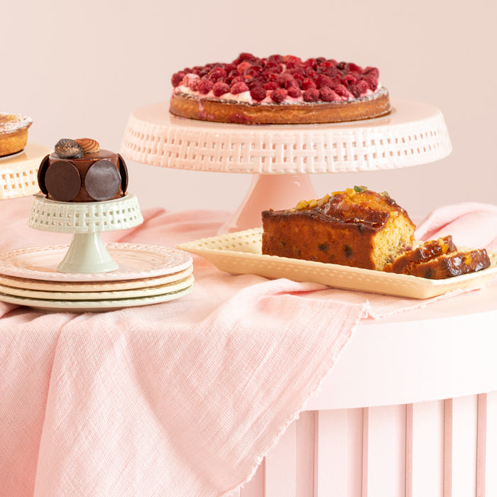 J-Line bord Cake bord - taartplateau - keramiek - lichtgeel - large