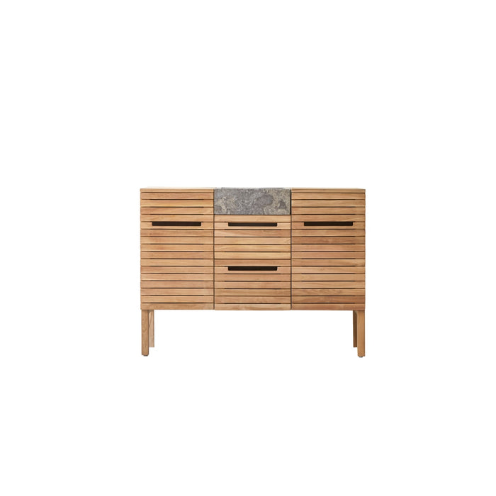 Tikamoon - Slats - Massief teakhouten en marmeren badkamermeubel 125 …