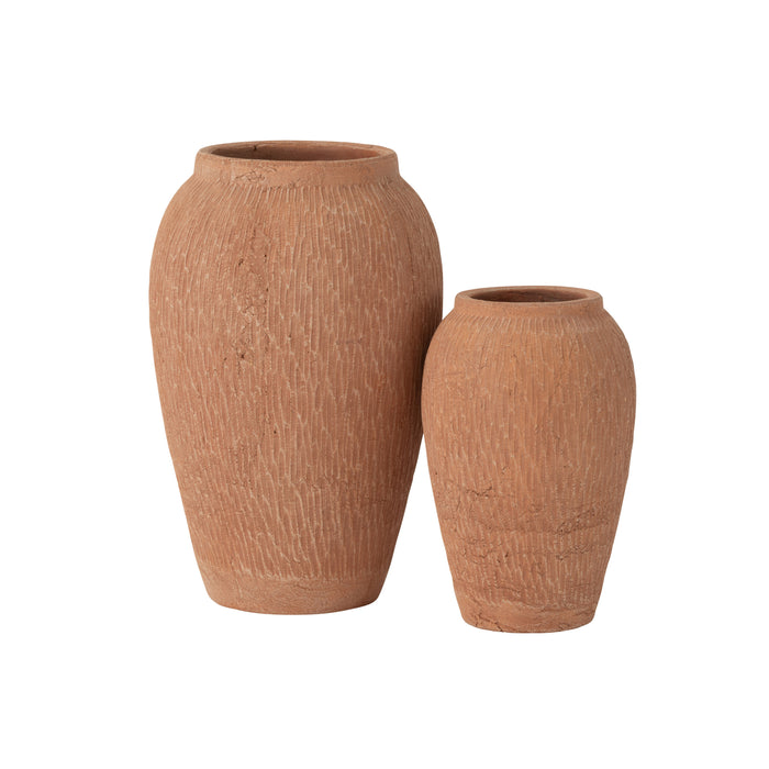 J-Line vaas Kaia Terracotta - keramiek - bruin - large - 34.5 cm hoog