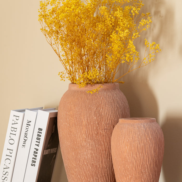 J-Line vaas Kaia Terracotta - keramiek - bruin - large - 34.5 cm hoog