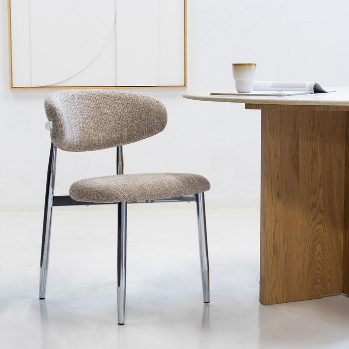 DÉJA Living - Eetkamerstoel Taupe|Chrome - Skara - Set van 2