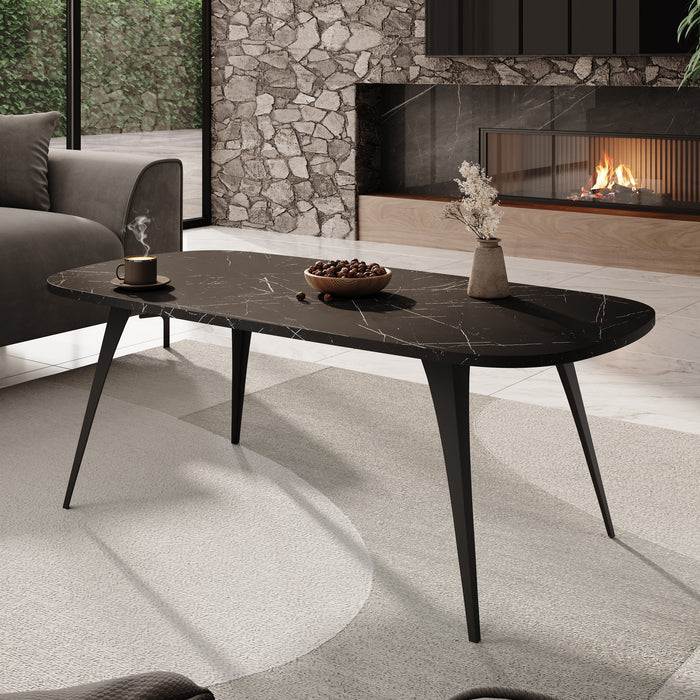 Meubella - Salontafel Flix - Zwart marmer - 120 cm