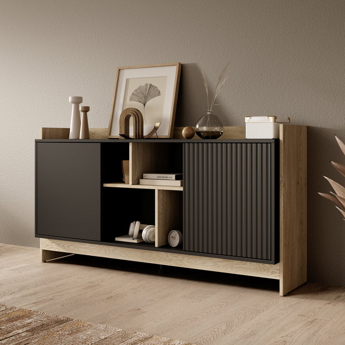 Meubella - Dressoir Benz - Zwart - 150 cm