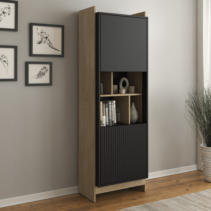 Meubella - Vitrinekast Benz - Zwart - 59 cm