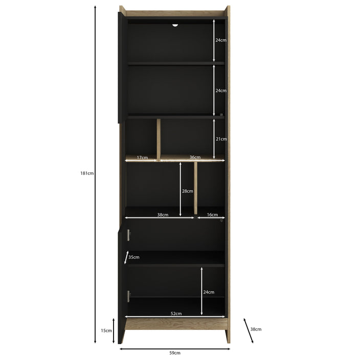 Meubella - Vitrinekast Benz - Zwart - 59 cm