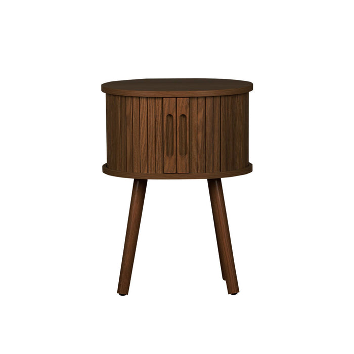 sweeek - Scandinavisch nachtkastje houtdecor met 2 schuifdeuren