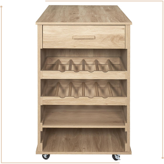 MISOU Klaus Keukeneiland met Lades Opbergkast op Wieltjes Werkblad...