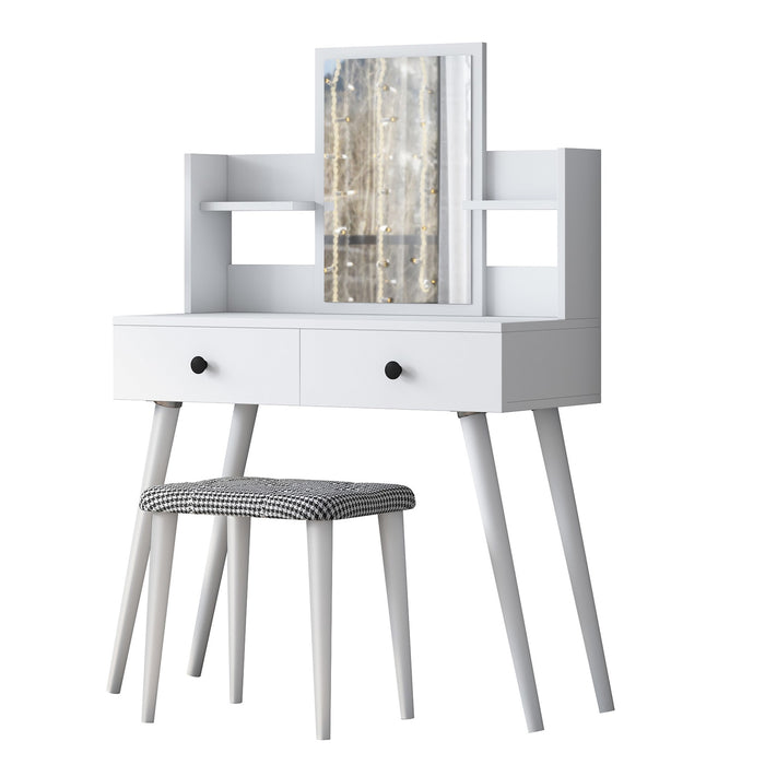 Giga Meubel - Make-up Tafel Wit - 112cm - Incl. Kruk - Bulon