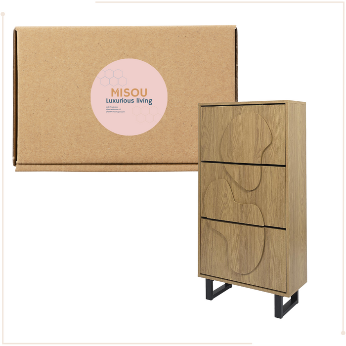 MISOU Calypso Schoenenkast met 3 Lades Schoenen Opbersysteem Hout S...