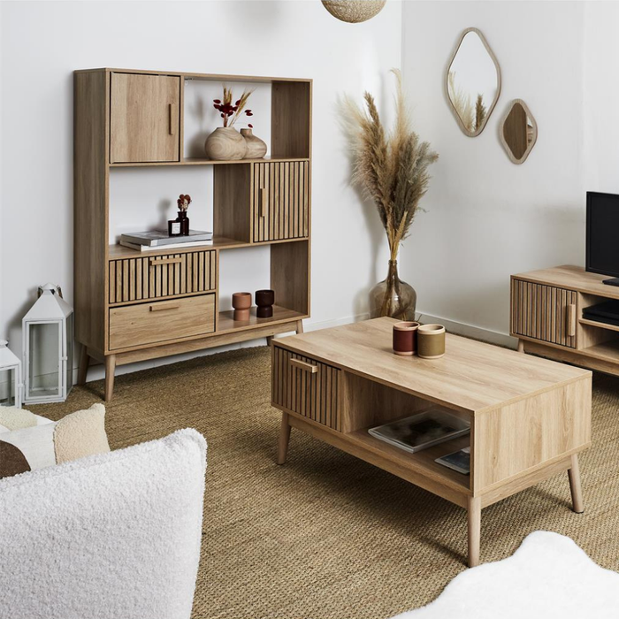 MISOU Klaus Wandkast met Lades Open Vakkenkast met 5 Vakken Boekenk...