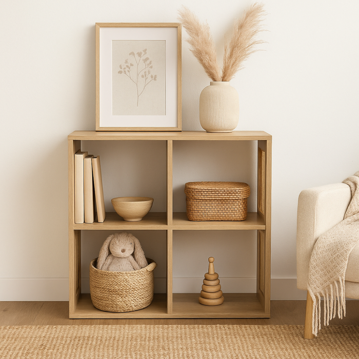 MISOU Bali Wandkast Open Vakkenkast met 4 Vakken Kast Rotan Hout Op...