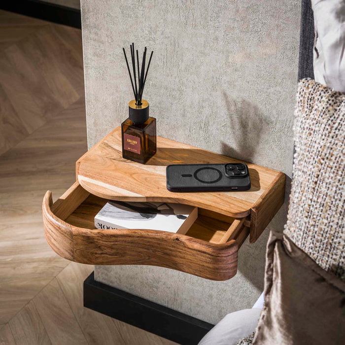 Giga Meubel - Zwevend Nachtkastje Organic Acacia Set van 2