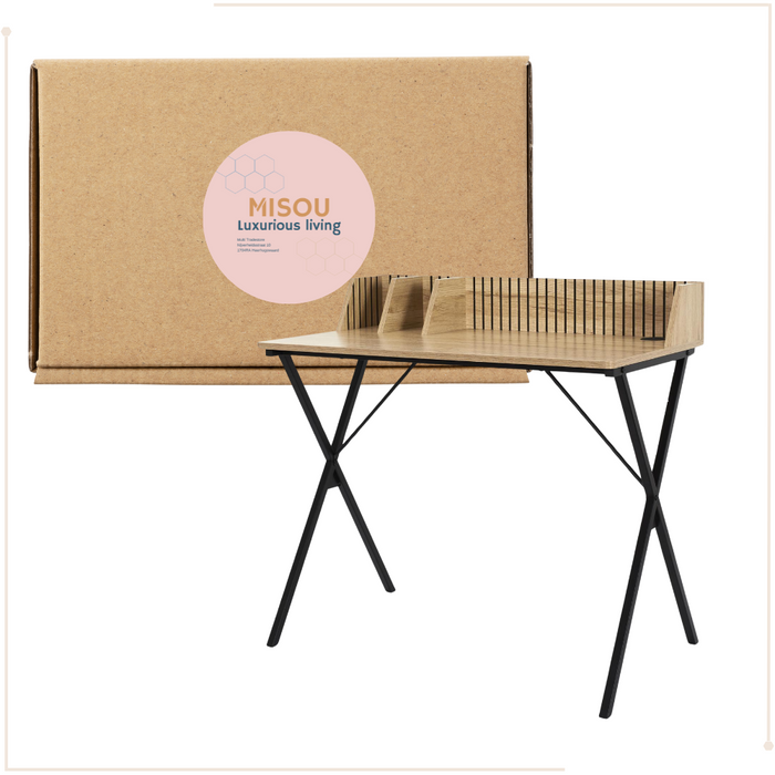 MISOU Klaus Bureau Laptoptafel Bureautafel met Opbergvakjes Hout St...