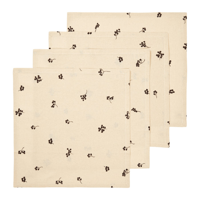 Ferm Living Baies Servetten - Set van 4 - Natural / Dark Chocolate
