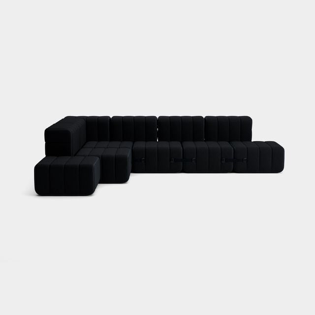 Curt-Set 12 - e.g. Flexible large corner sofa - Sera - Ebony (Black)