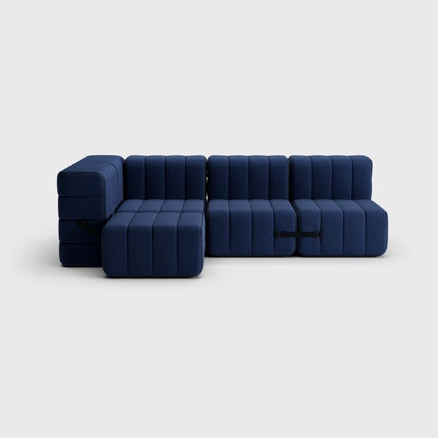 Curt-Set 9 - e.g. Flexible small corner sofa - Jet - 6098 (Dark blue)