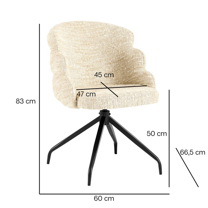 Giga Meubel - Eetkamerstoel Taupe - Draaibaar - Claes - Set van 2