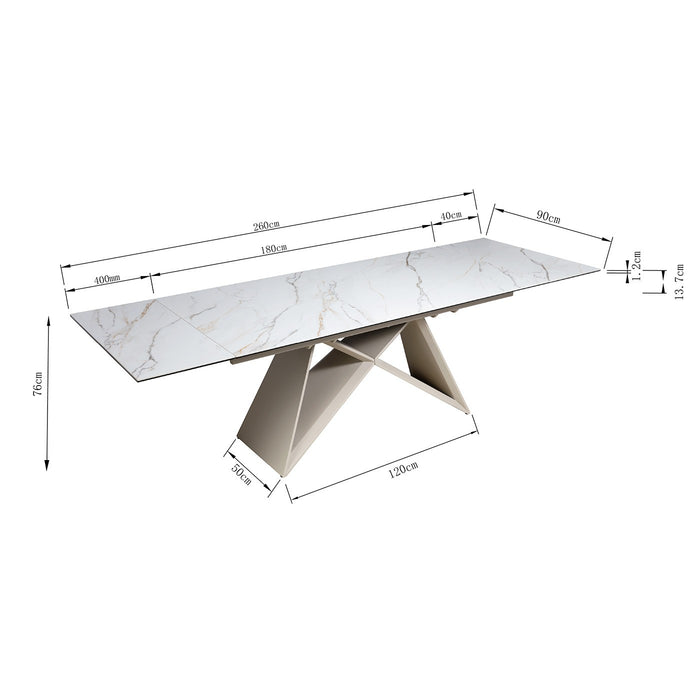 Uitschuifbare Eettafel Nelly 260x90cm Kare Design