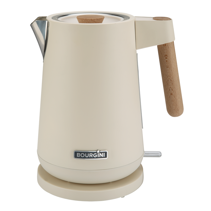 Bourgini Harmony Waterkoker 1.7L – RVS – Crème & Beukenhout