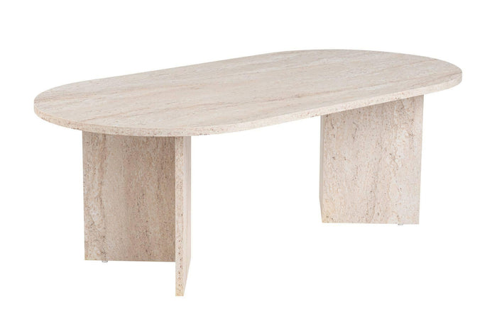 Giga Meubel - Salontafel Ovaal Travertinlook - 119x60x40cm - Sable