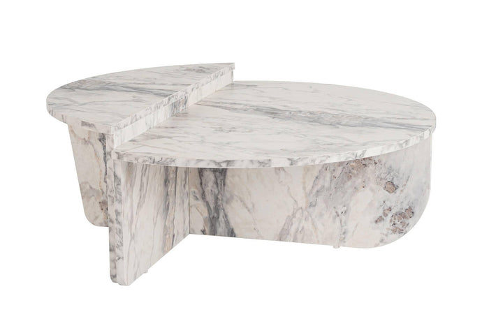 Giga Meubel - Salontafel Rond Wit Marmerlook - 90x60x30cm - Orion