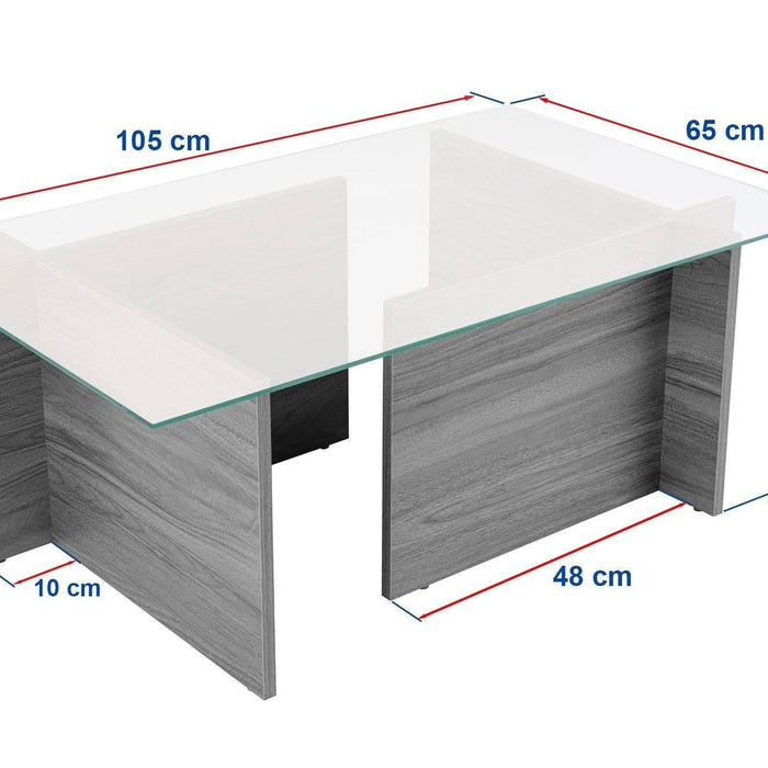 Calicosy - Salontafel met glazen blad L105 cm - NOAH