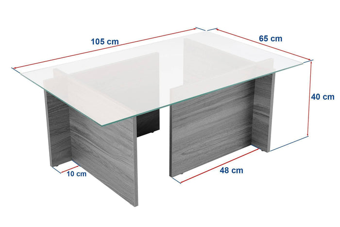 Calicosy - Salontafel met glazen blad L105 cm - NOAH