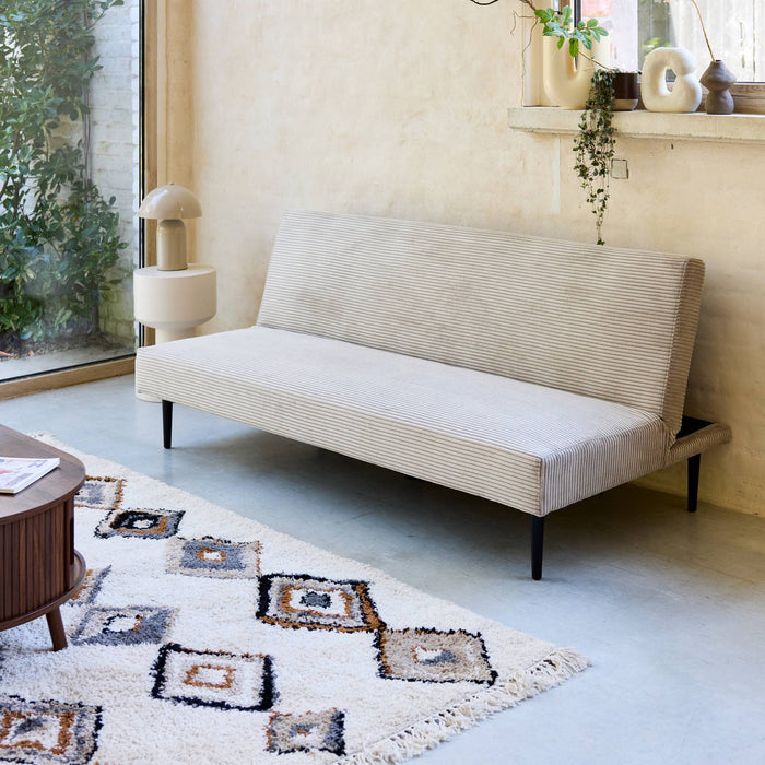 sweeek - 3-zits slaapbank corduroy, metalen onderstel