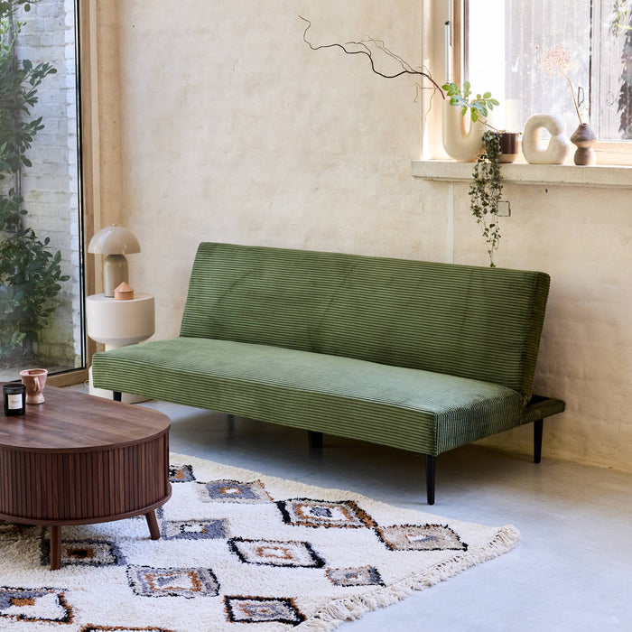 sweeek - 3-zits slaapbank corduroy, metalen onderstel
