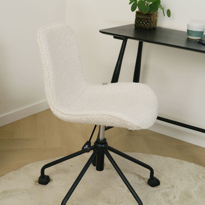 Nolon Nout-Fé Bureaustoel Bouclé Beige - Zwart Onderstel - Stof