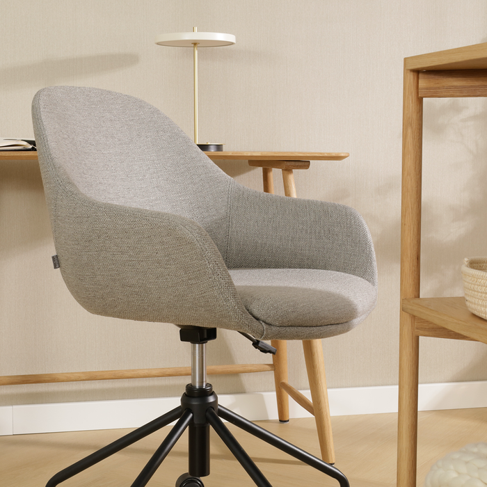 Nolon Nout-Mae Bureaustoel Warm Grijs - Armleuning - Zwart Onderstel