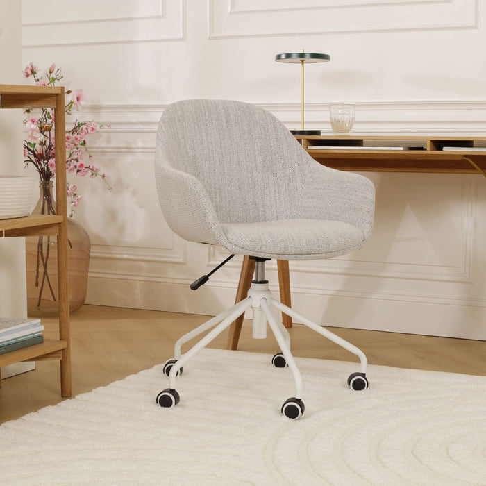 Nolon Nout-Mae Bureaustoel Beige Gemêleerd- Armleuning - Wit Onderstel