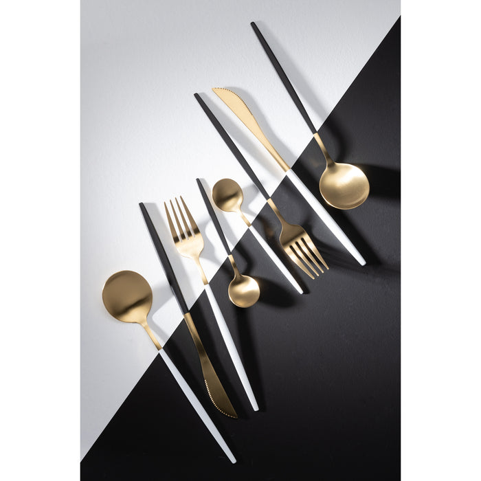 J-Line bestek - roestvrij staal - goud|zwart - box van 24 st