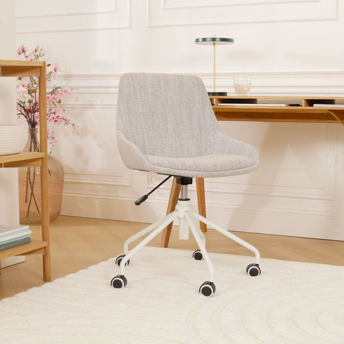 Nolon Nout-Isa Bureaustoel Beige Gemêleerd - Stof - Wit Onderstel