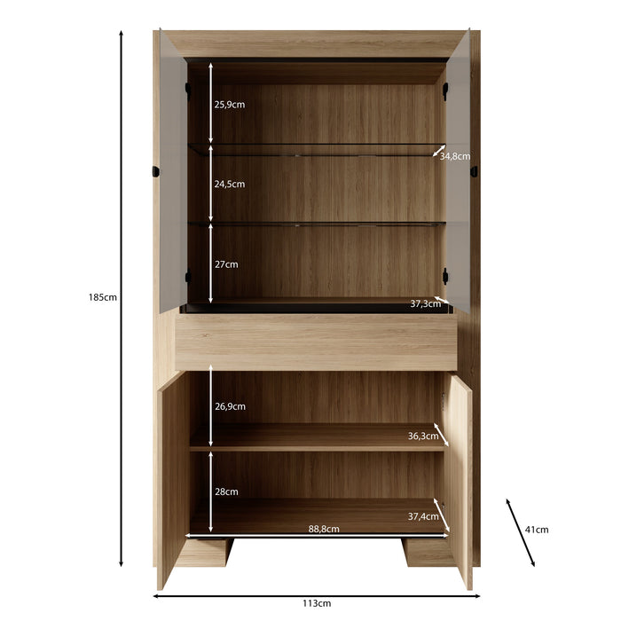 Meubella - Cayuga - Buffetkast - Eiken - 113x41x185 cm