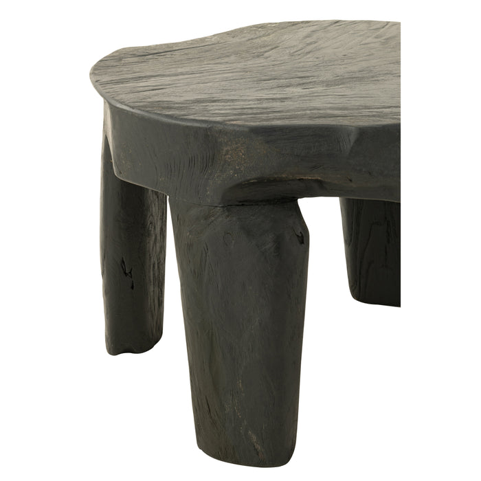 J-Line tafel Rond - hout - zwart - set van 2