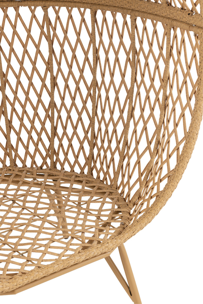 J-Line schommelstoel + kussen Zayo - metaal|riet - zwart