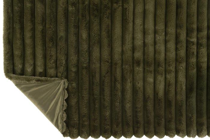 J-Line plaid Large Corduroy - polyester - donkergroen - 180 x 130 cm