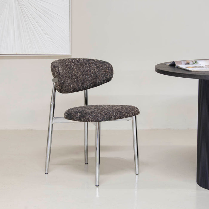 DÉJA Living - Eetkamerstoel Donkerbruin|Chrome - Skara - Set van 2