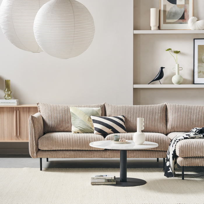 by fonQ Ribbon Hoekbank met Chaise Longue Rechts - Rib - Mink