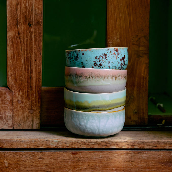 HKliving 70's Ceramics Dessert Kommen Ø 12,5 cm - Set van 4 - Impression