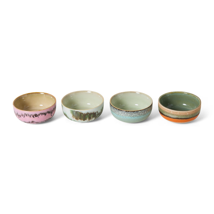 HKliving 70's Ceramics Tapas Kommen Ø 11 cm - Set van 4 - Renaissance