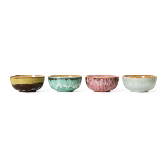 HKliving 70's Ceramics Kommetjes Ø 8,3 cm - Set van 4 - Modernist
