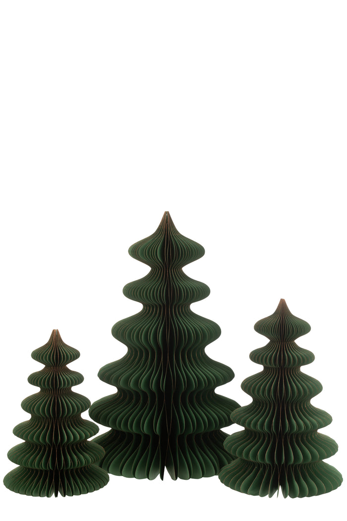J-Line decoratie christmas tree waves - papier - donkergroen