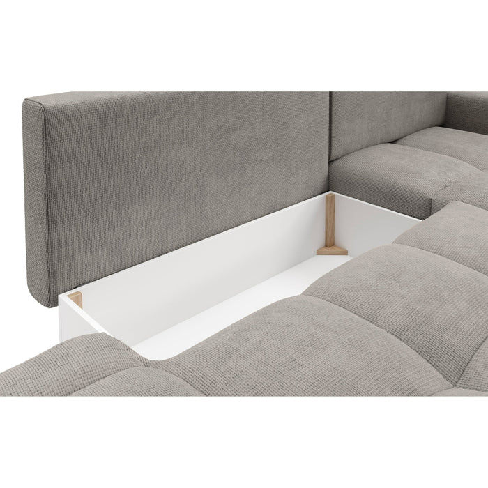 by fonQ Charme Hoekbank Rechts met Slaapfunctie - Chenille - Warmgrijs