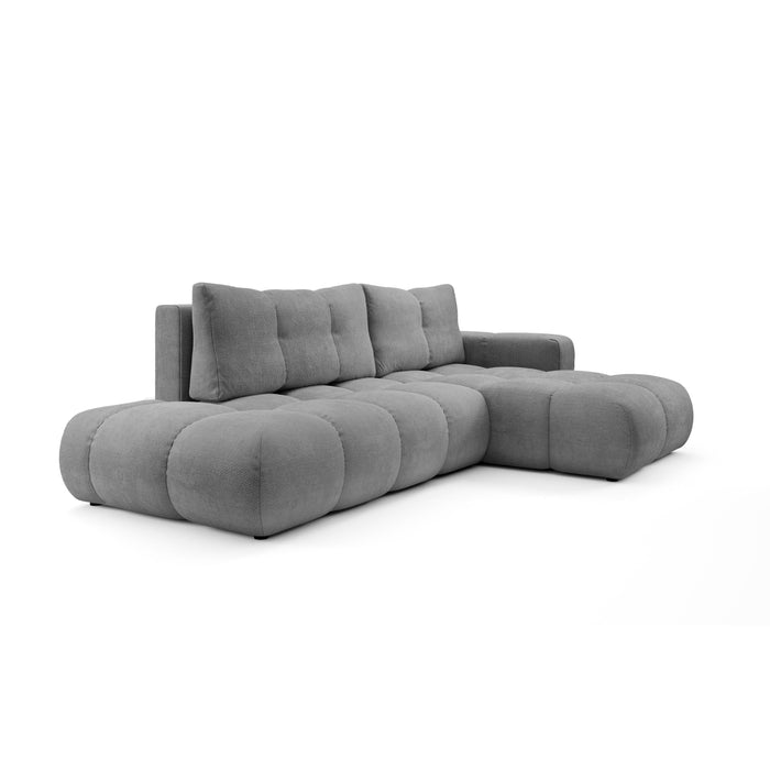 by fonQ Charme Hoekbank Rechts met Slaapfunctie - Chenille - Warmgrijs