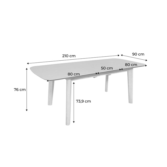sweeek - Rechthoekige uitschuifbare eettafel 160 - 210cm, eiken en
