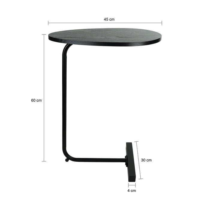 QUVIO Bijzettafel ovaal - 30 x 45 x 60 cm - Zwart