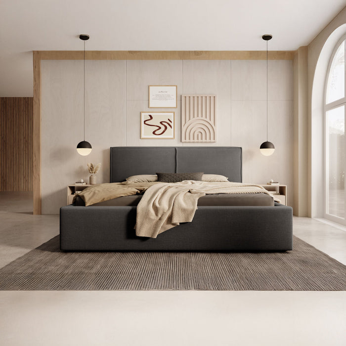 Meubella - Tweepersoonsbed Infinity - Zwart ribstof - 160x200 cm