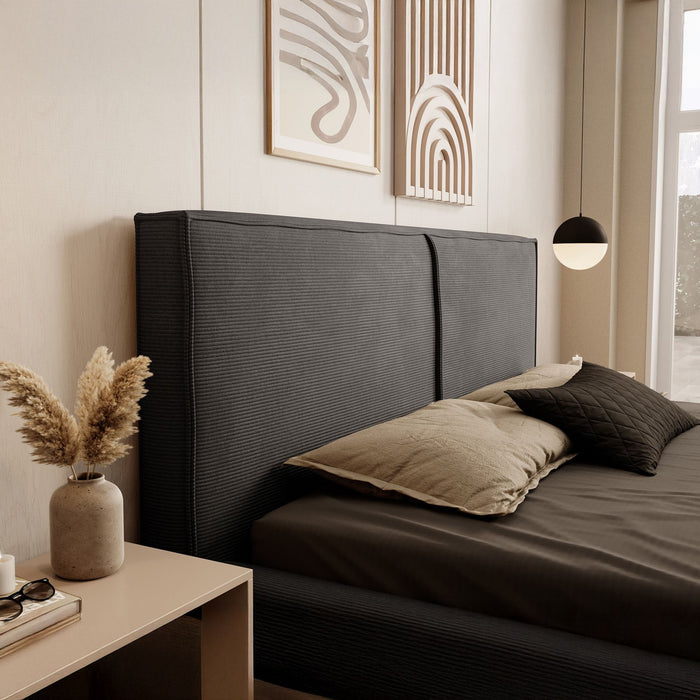 Meubella - Tweepersoonsbed Infinity - Zwart ribstof - 160x200 cm